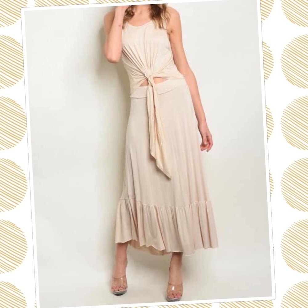 Maronite Light Beige 2pc Crop Top Maxi Skirt - Picture 2 of 6